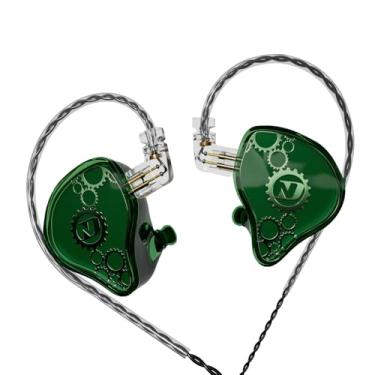 Imagem de Fones de ouvido ND Venus intra-auriculares, fones de ouvido IEM com driver magnético duplo de 10 mm, fones de ouvido HiFi para jogos, cabo destacável de 2 pinos (sem microfone, verde, plugue de 3,5