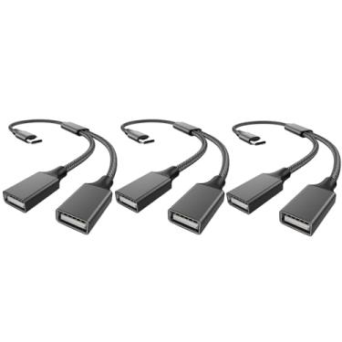 Imagem de MOGOOD USB 2.0 para USB C tipo C para cabo USB duplo divisor USB C 1 entrada 2 saídas Thunderbolt 3 para duplo tipo A 2.0 OTG adaptador para MacBook Pro, Chromebook, Pixelbook, Microsoft Surface Go,