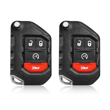 Imagem de Substituição de 2 Keylessbest para controle remoto Jeep Gladiator Wrangler 2018-2024 OHT1130261 4 botões 433,92 MHz