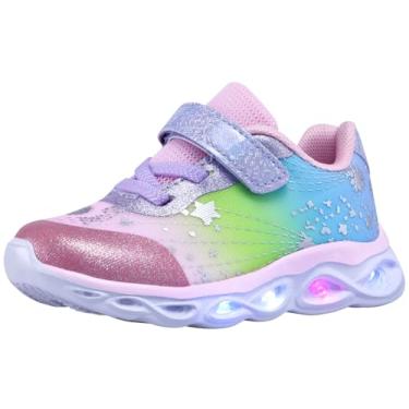 Imagem de COODO Tênis infantil para meninos e meninas com luzes de LED, Cravo, 9 Toddler