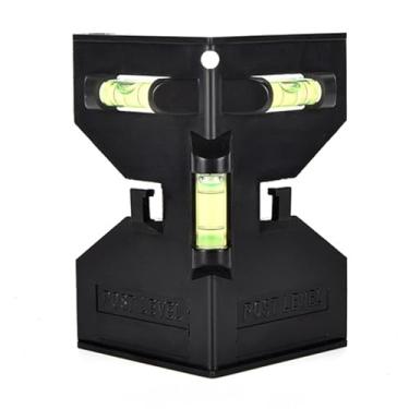 Imagem de Nível de poste magnético dobrável, nível de bolha, medidor de nivelamento de tubo de ângulo de canto de 90°, bolha de verificação cruzada para canos, grades e sinalizações, tijolos, marcenaria (preto)