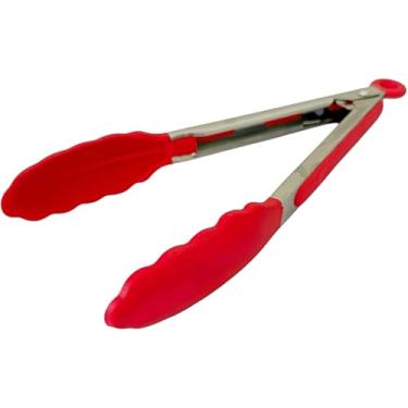 Imagem de Pegador Pinça Cozinha Ponta Silicone Não Risca Antiaderente Com Trava(Vermelho)