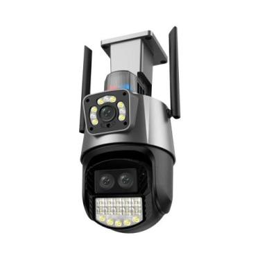 Imagem de 8MP 4K PTZ Wifi Câmera De Vigilância Externa Sem Fio Tela Dupla AI Det