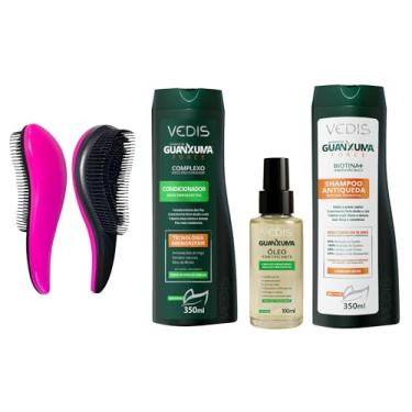 Imagem de Kit Completo Guanxuma Hair Care – Shampoo Antiqueda Cabelos Secos, Condicionador Reestruturador, Óleo Fortificante e Escova Mágica