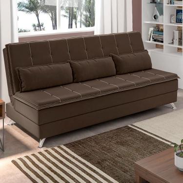 Imagem de Sofá Cama Malu Suede Veludo Com Pés De Alumínio Besthouse Marrom
