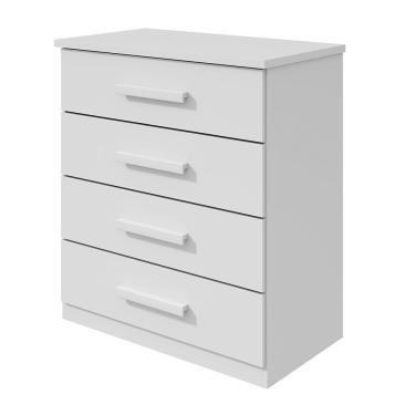 Imagem de Cômoda De Madeira 4 Gavetas Branco Baião Lopas Branco