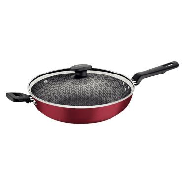 Imagem de Wok Tramontina Loreto Em Alumínio Antiaderente Starflon Max Com Tampa De Vidro 28 Cm 3,...
