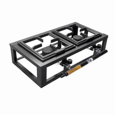 Imagem de Fogão De Mesa 2 Bocas Facility Alta Pressão Mr Fogões Grelhas 20X20 Ferro Fundido