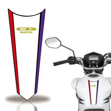 Imagem de Adesivo Faixa Gravata Tanque Moto Cg 160 125 Titan Fan 125 Branco Azul E Vermelho
