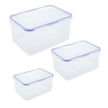 Imagem de Conjunto 3 Potes Herméticos De Plástico Com Tampa 1,8l-1l-300ml 5405 -lyor