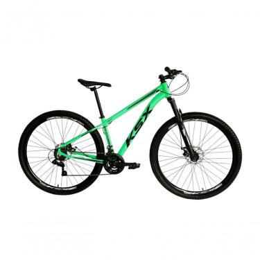 Imagem de Bicicleta Aro 29 Ksx Sd7 21v Cabos Internos Alumínio Freios A Disco Garfo Suspensão Verde Preto Tamanho 19