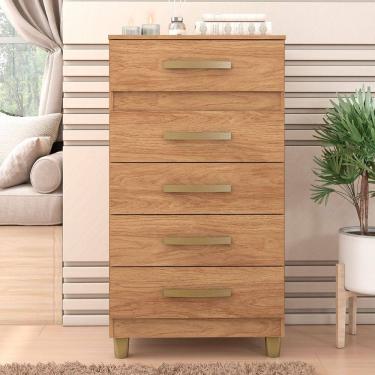 Imagem de Cômoda Malta 5 Gavetas Marrom - Fellicci