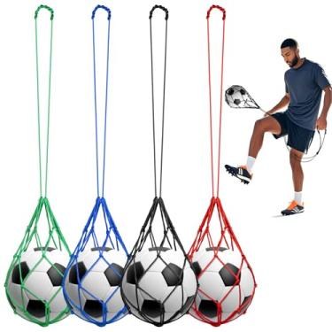 Imagem de Rede de auxílio para treinador de chute de futebol: 4 peças de equipamento de treino de futebol bolsa de devolução acessórios para tamanho 3 4 5 bolas