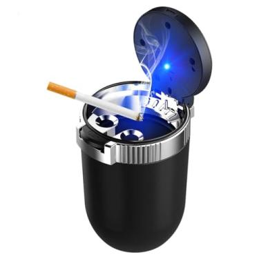 Imagem de Suprimentos automotivos cinzeiro com tampa cinzeiro universal multifuncional para carro porta-cigarros para carro (prata)