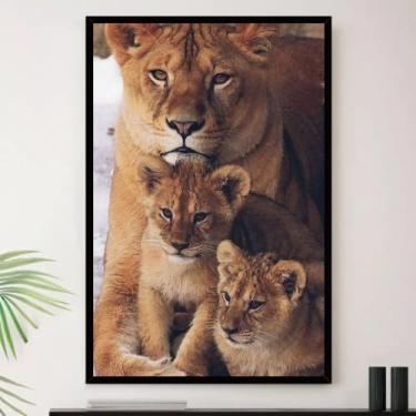 Imagem de Genérico, Quadro Leoa Cuidando Dos Filhores Mãe Decorativo A3 35x45cm
