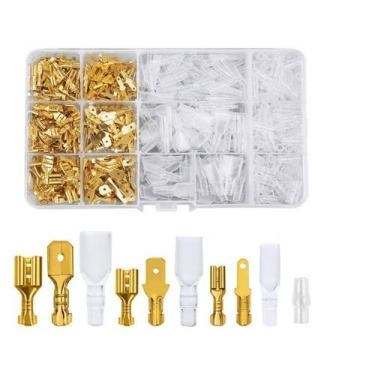 Imagem de Kit 270 Conectores Terminais Plugs Eletricos Tipo Faston - Geober