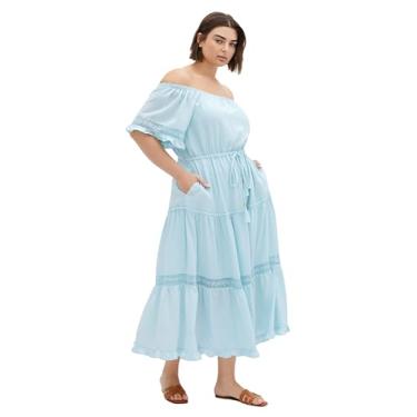 Imagem de City Chic Vestido feminino plus size - Angel Midi, Azul gelo, 52