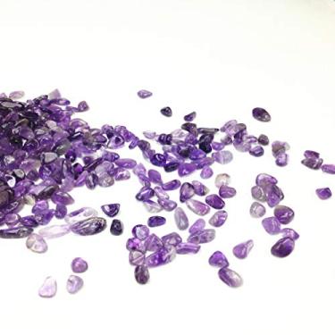 Imagem de Pedras de quartzo de cristal triturado natural pedras de quartzo ametista lascas de pedra de cascalho pedras de pedra de areia pedras de formato irregular para enchimento de vaso de peixes decoração de plantas de casa 0,5 kg/500 g (Amethyst)
