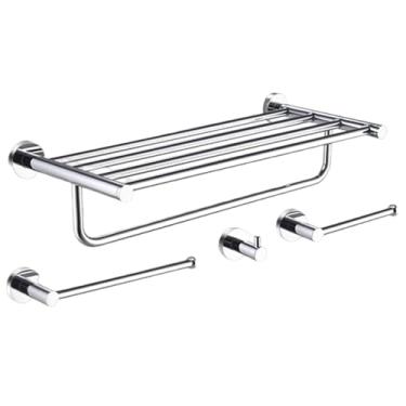 Imagem de Acessórios para banheiro, aço inoxidável 304, cromado, toalheiro, suporte para papel higiênico, saboneteira, toalheiro, acessórios para banheiro (conjunto de 4 peças A)