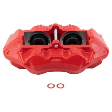 Imagem de TRQ Pinça de freio dianteira esquerda desempenho desempenho vermelho lado do motorista compatível com Chevrolet Corvette 1965-1982