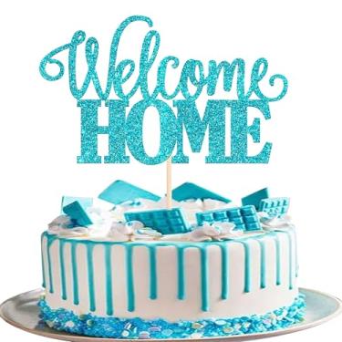Imagem de 24 Pack Sweet Home Cake Topper Glitter Key Lock Housewarming Cake Pick New Home Theme Party Welcome Home New House Party Cupcake Decorations Supplies Light Blue