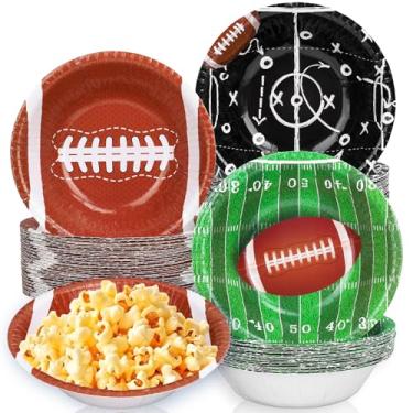 Imagem de FYSUIMU Tigelas de papel de futebol, 120 peças, bolas esportivas, quadra, festa, lanche, tigelas de servir descartáveis para esportes, jogos, dias, eventos, artigos para festas domésticas, decoração