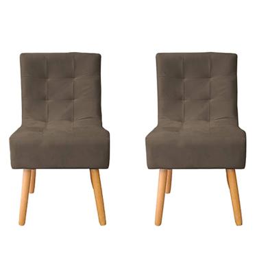 Imagem de Kit 2 Cadeiras Poltrona Sala de Jantar Penteadeira Reforçada Decorativa Liz Suede