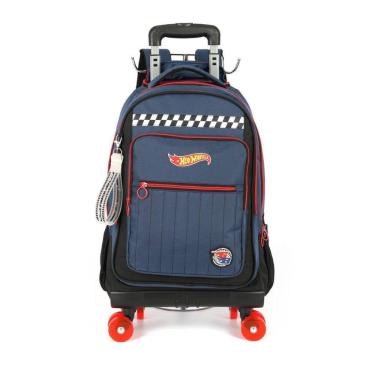 Imagem de Mochila Infantil Azul Com Rodinhas Hot Wheels Grande Luxcel