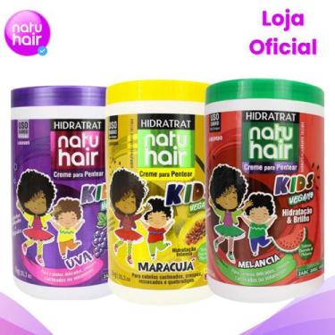 Imagem de Kit Creme para pentear Uva + Maracujá + Melancia Natuhair 1KG - Natuha