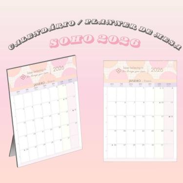 Imagem de Calendário Planner de Mesa 2026 Soho 12 Páginas Tilibra | Escritório | Organização | Planejamento