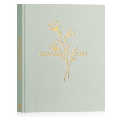 Imagem de Lanpn DiáRio de HistóRias da Avó Com Mais de 260+ Perguntas, DiáRio Guiado da Avó Em Linho, Livro de MemóRias para Preencher, Presente para Vovó, Dia das MãEs de AniversáRio Natal, Verde