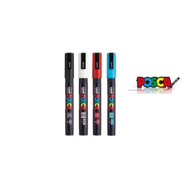 Imagem de Caneta Posca Pc-5M Ponta 2,5mm Kit c/ 4 Cores - Uniball - Posca 5M