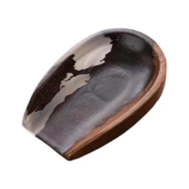 Imagem de Bothyi Copo dosador de grãos de café Kongfu, colher de chá, madeira, resina, dose única, acessório para cerimônia do chá, suporte, tigela de pesagem para, Color B