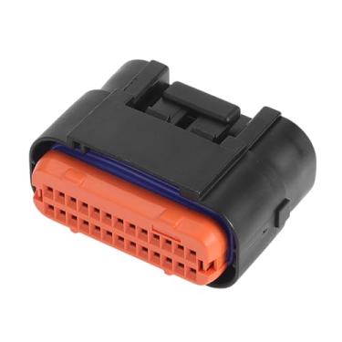 Imagem de Partuto Conector ECU automotivo universal série 1 mm 1 peça - plugue conector de fio elétrico fêmea para carro RV caminhão à prova d'água - plástico preto laranja 26 pinos