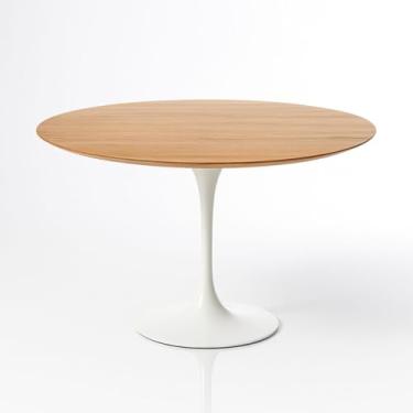 Imagem de Mesa de Jantar Saarinen Redonda 110 cm Laqueado Branco Tampo Freijó