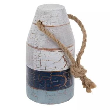 Imagem de Boia pequena de MDF azul e branco