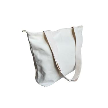 Imagem de Augbunny 473 g 100% algodão durável grande tela multiuso fecho de zíper forrado reutilizável mercearia praia fralda casual tote