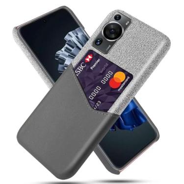 Imagem de Capa para Huawei P60 PRO,Anti-deslizamento,Proteção contra quedas de 360°,Resistência à impressão digital,Tela e caso de couro PU com 1 slot de cartão atrás-Gray