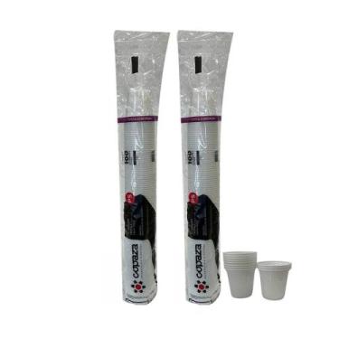 Imagem de 2 Pacotes de Copo de 110ml Liso Branco Copaza com 100 unidades Indicad