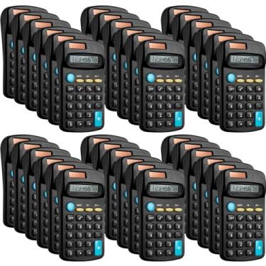 Imagem de 36 pacotes de mini calculadoras pretas de tamanho de bolso, calculadoras básicas para estudantes inclinados à mão, exibição de 8 dígitos, bateria solar, calculadora pequena de energia dupla para