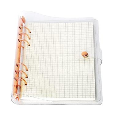 Imagem de Organizador pessoal A6 A5 com capa de PVC colorida de 6 furos com fecho de botão de pressão, pasta de arquivo para protetores de folhas soltas, refil de caderno (ouro rosa, mini conjunto A5)
