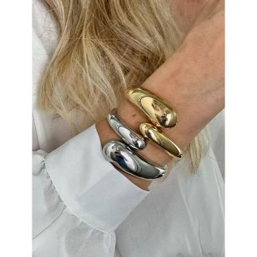 Imagem de Bracelete Gota Dourado ou Prata com Banho de Verniz - NoBrand, Dourado