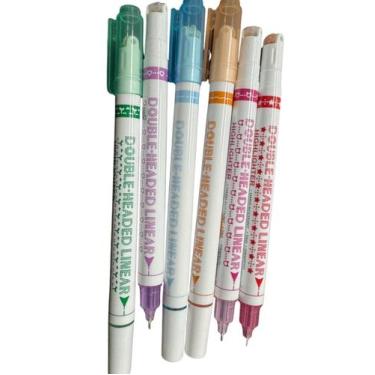 Imagem de Kit 6 Caneta Carimbo Roller Desenho Colorido Marca Texto - MLBpel