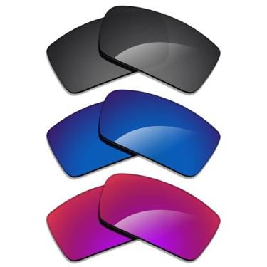 Imagem de Alphax 3 pares de lentes polarizadas de substituição para Oakley Gascan OO9014 - Preto + águas profundas + sol da meia-noite