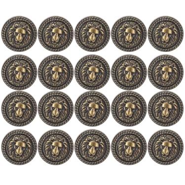 Imagem de Zerodis Metal Rivet F Prendedores de Rebite de Leão 20 Rebites da Cabeça do Leão e 20 Parafusos Design da Cabeça do Kit de Fivela de de Liga de Zinco Adequado para Roupas de Sapatos e Vários (Brass