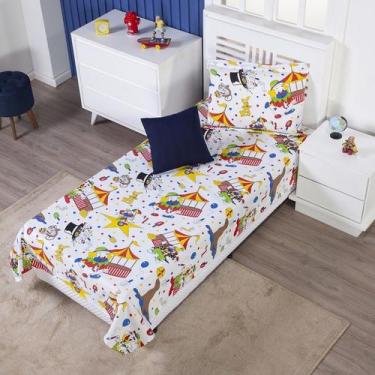 Imagem de Colcha Cobre Leito Infantil Circo Palhaço Solteiro + Capa de Almofada 
