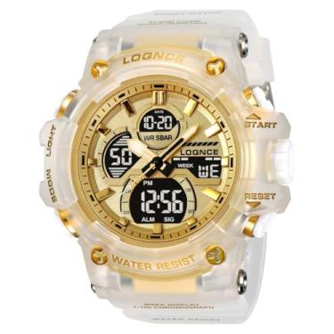 Imagem de Relógio Esportivo Digital, Resistente à Água, Display LED, Cronógrafo, Azul e Preto (Branco)