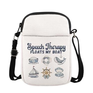 Imagem de MAOFAED Presente de terapia da fala, bolsa tiracolo Speech Therapy Floats My Boat para terapeuta, presente SLP, bolsa de ombro SLP (float my boat)