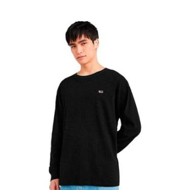 Imagem de Blusa Tommy Jeans Malha Waffle Preto Tam. GG-Masculino