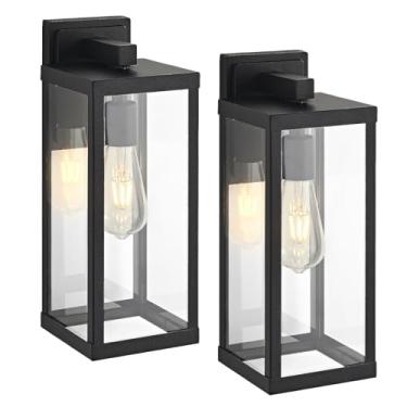 Imagem de JOKAONOTL Luminária Externa Preta L Para Casa, 15" H, Arandela À Prova D'Água, Grande, Garagem, Porta, Varanda, Pátio, Pacote Com 2